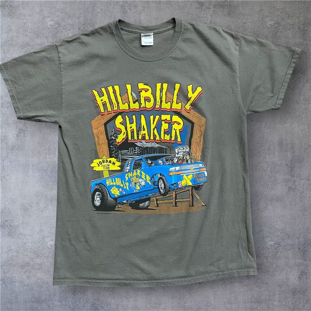 Gildan Hillbilly Shaker Jesus Saves Chevrolet Gray T-Shirt Men's Size Large